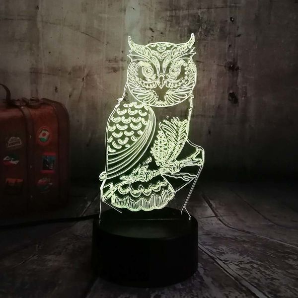 

novelty 3d owl led night light 7 color change desk table lamp home bedroom decor child kids baby sleeping xmas festival gifts