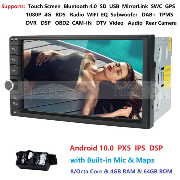 

2 din 7'' octa core universal android 10.0 4gb car radio stereo gps navigation wifi 1024*600 touch screen 2din no dvd dsp bt car d