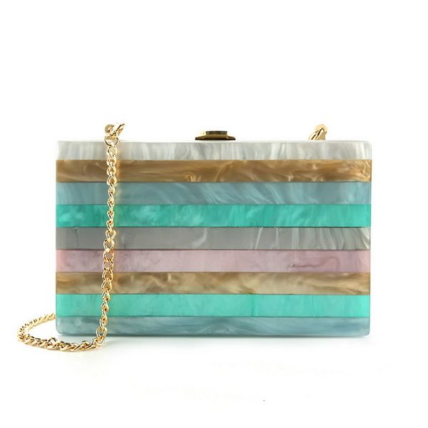 

colorful stripe design women bag acrylic evening clutch bag small party minaudiere chain handbags purse wedding bag bolso female cj191209, Black;red