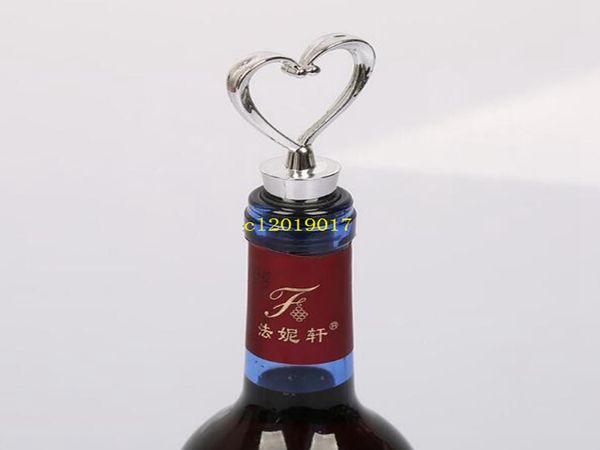regalo di favori di cerimonia nuziale del tappo di bottiglia di plastica del tappo del vino a forma di cuore elegante libero di trasporto vendita calda