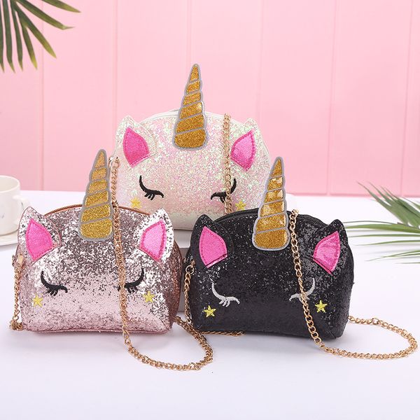 

small purses and handbags cartoon unicorn crossbody bags for women shinny sequins kid girls clutch messenger bag