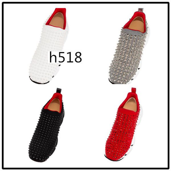 

wholesale krystal spike sock donna sneakers designer mens red bottoms shoes womens rivet flat shoes 4, Black