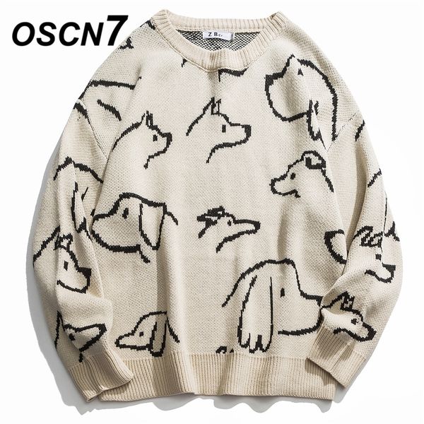 

oscn7 funny embroidery sweaters men 2019 autumn high streetwear fashion mens pullovers round neck vintage sweaters 40219, White;black
