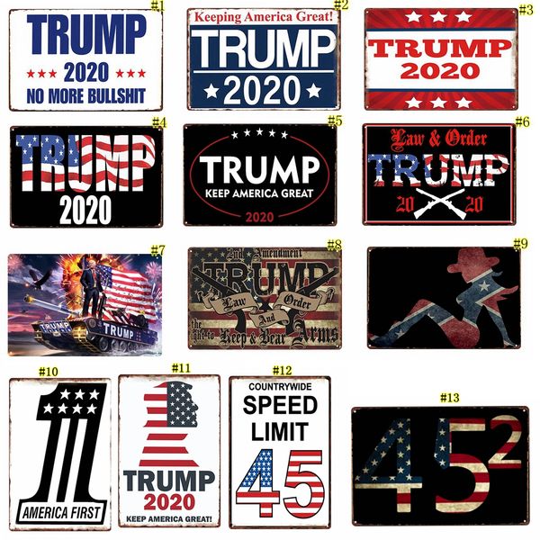 

trump 2020 tin sign 20*30 cm retro colored american flag wall decoration iron painting signs mma1943