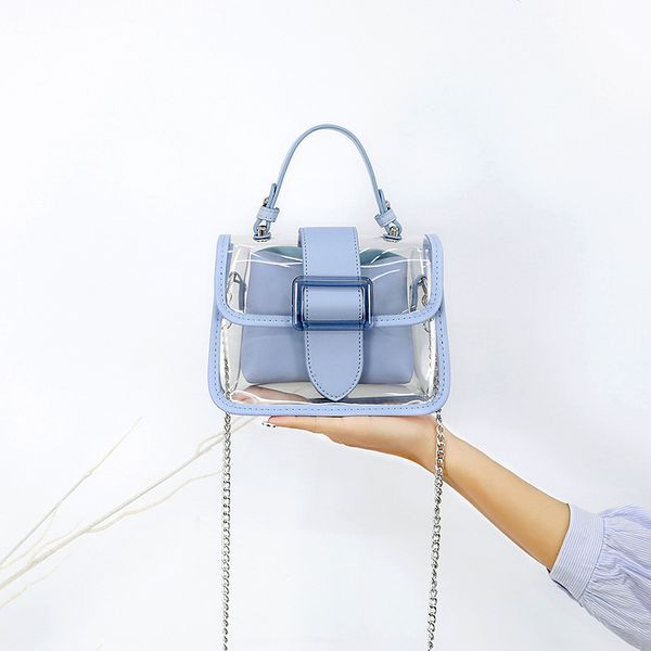 

2019 ins fashion classic casual transparent woman summer jam package pvc handbag chain crossbody bags for women pochette femme