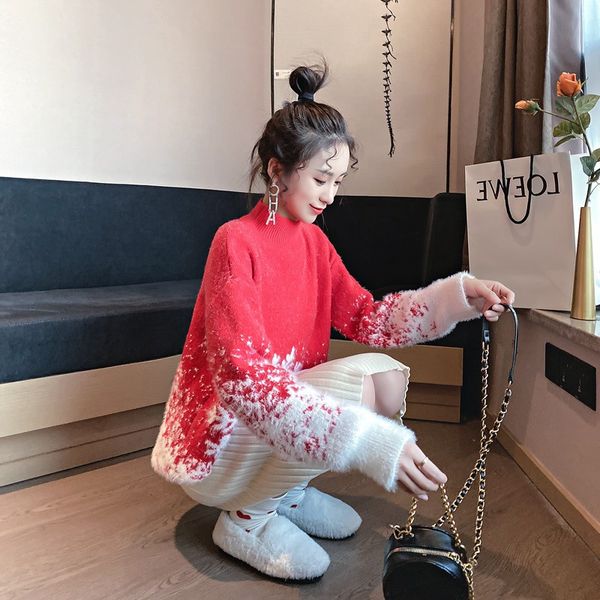 

красного рождество свободных свитера пуловер женской громоздкой top основывая утолщенную корейскую версию wear осени и зима 2019 нового, White;black