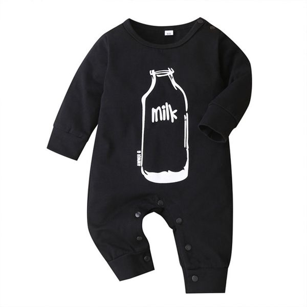 

jumpsuits 2021 baby boys girls romper cotton long sleeve letter cartoon milk bottle jumpsuit infant clothing autumn born clothes, Blue