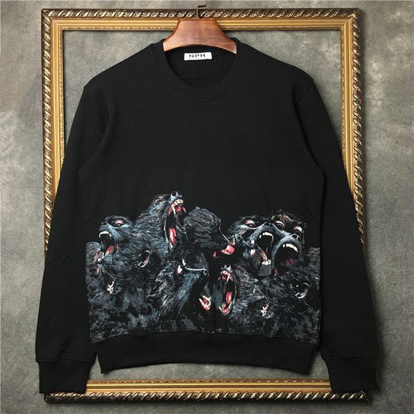 

2019 fashion autumn brand clothing mens sweatshirts monkey jumper baboon printed men sport designer hoodies, Black