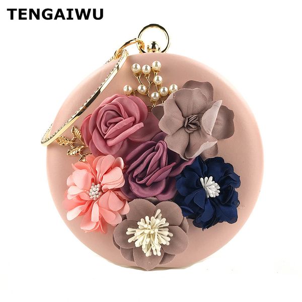 

fashion applique charm colorful flowers pu leather ladies handbag party dinner clutch bag evening bag