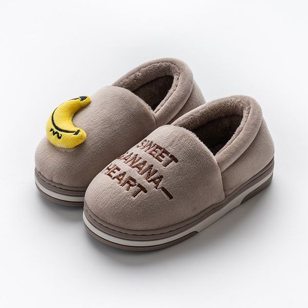

slipper kids indoor slippers baby boys girls letters fruit print home non-slip cute warming shoes winter, Black;grey