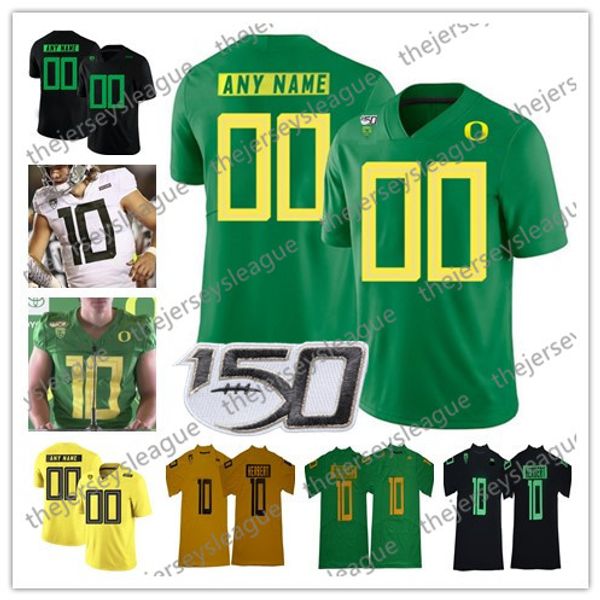 

oregon ducks custom any name number white yellow green stitched #10 justin herbert 2020 rose bowl ncaa 150th 30 jaylon redd football jerseys, Black