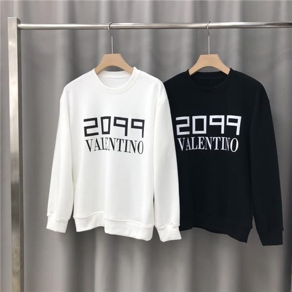 

19aw роскошный бренд дизайн valen hoodie с длинным рукавом crewneck свитер толстовка мода 2099 печати пуловер толстовка открытый v толстовка, White;black