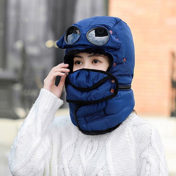 

selling winter hats cap thicken warm windproof mask ear protect for women men outdoor, Black