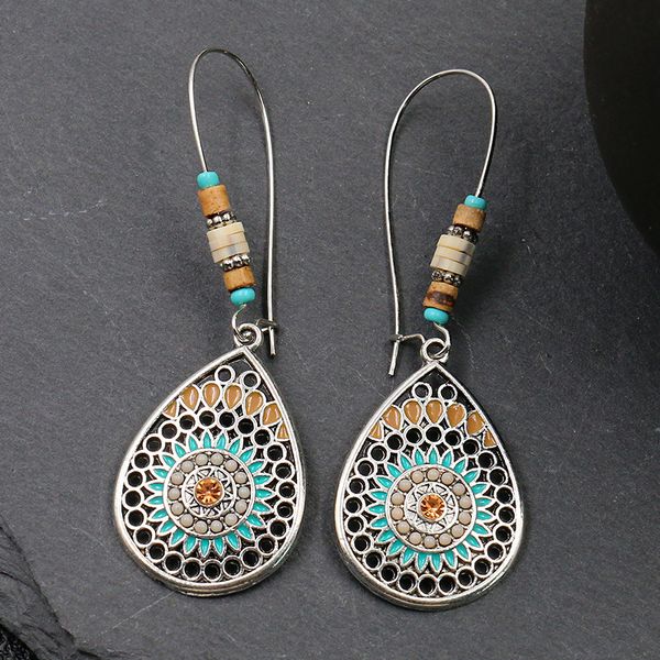 

bohemian ethnic style 2020 fashion individual explosion jewelry hollow water drop alloy oil drop long earrings earrings 1267, Silver