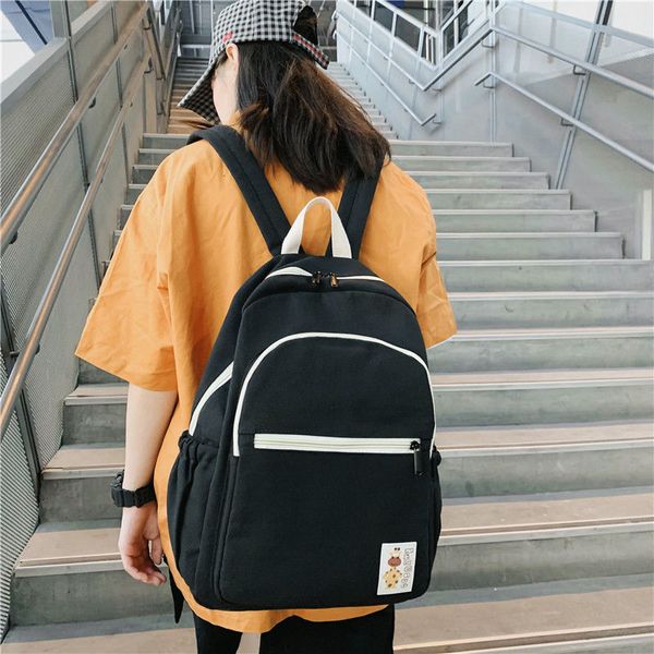 

student women backpack school bags for teenage girls casual college bagpack canvas solid junior high school back pack female new