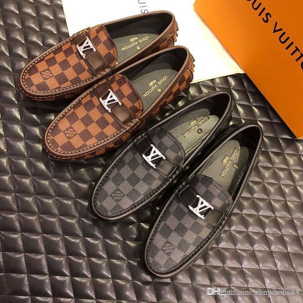 

new men dress shoes fashion printing leather sport shoes flat metal button peas shoes classic designer running shoe for men quality, Black
