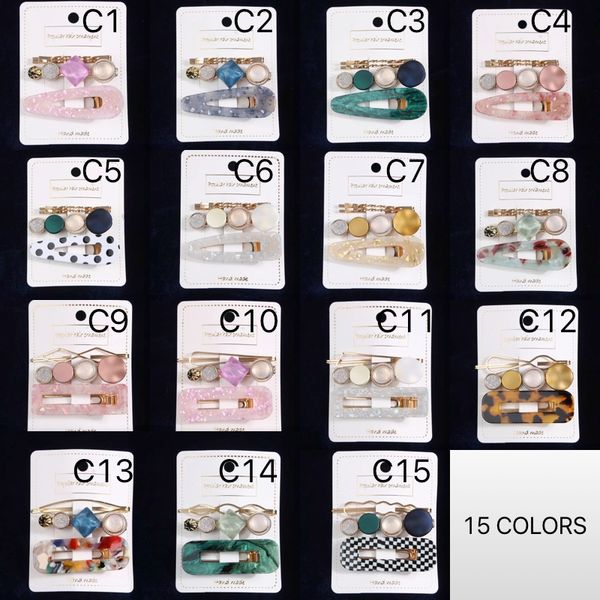 

cat eye resin hair clips plus acetic acid material hairpin side clip set amazon combination 4pcs/set, Golden;silver