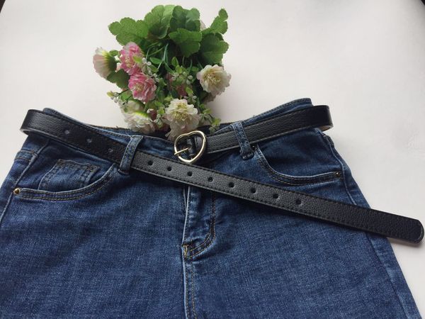 

women's belt and jeans simple all-match bf style heart-shaped buckle decorative thin belt students' jeans fashion, Black;brown