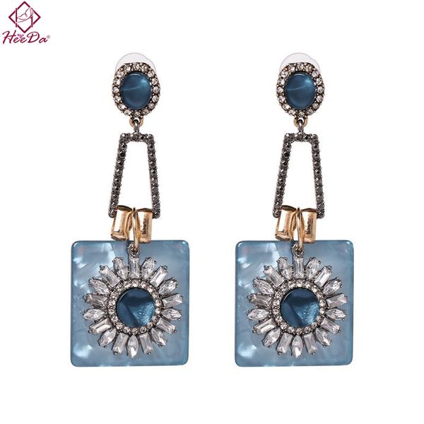 

party hyperbole stud earrings kpop high-end square acrylic ear accessories 2019 new women set auger jewelry personality earring, Golden;silver