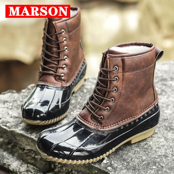 

marson women snow boots winter keep warm lady duck boots waterproof non-slip rubber rain shoes female fashion women casual shoes, Black