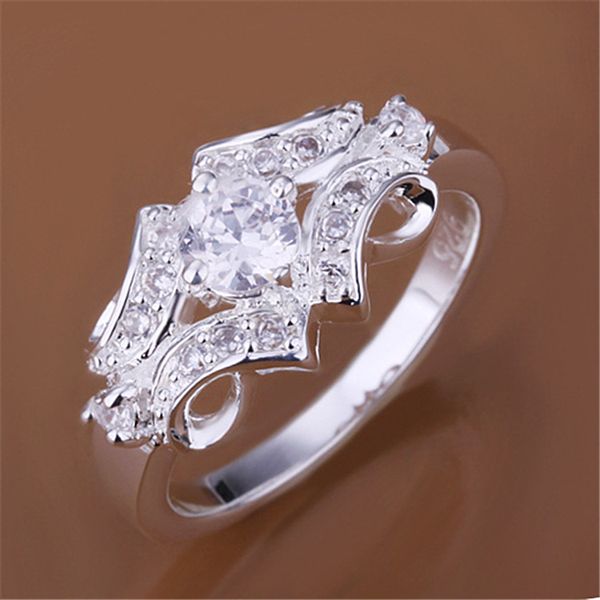 

ladies fashion hollowed-out copper zircon ring, exquisite workmanship shiny charming suitable for party engagement, Slivery;golden