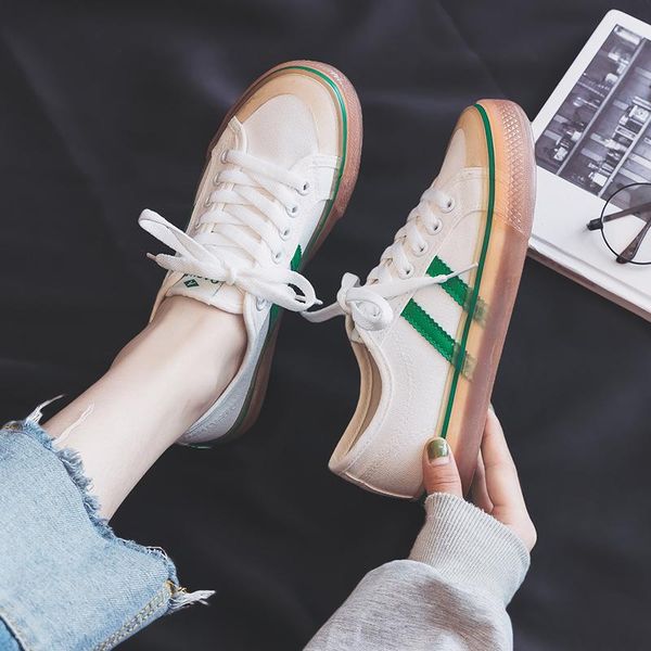 

2020 new canvas shoes female students korean version of ins street clappers shoes autumn white joker autumn tide