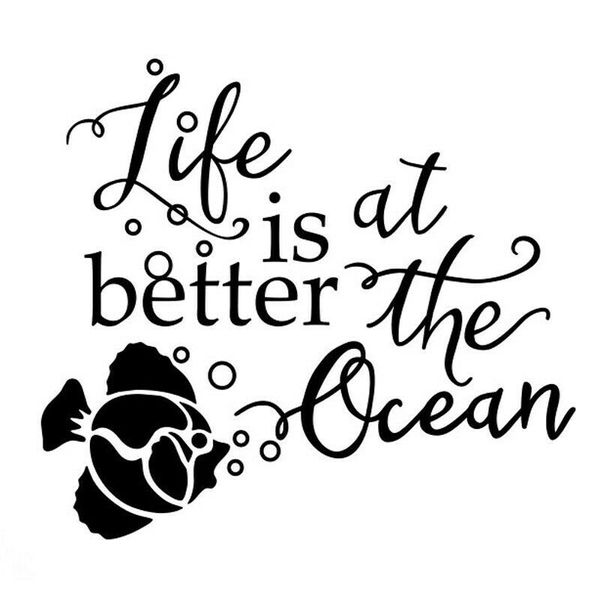 

15 * 12 см жизнь лучше в океане краткие литературные вдохновляющие цитаты стикер этикеты винила наклейки diy декор