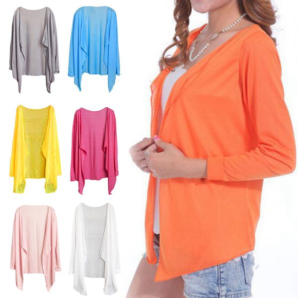 

women's blouses & shirts summer thin cardigan sunscreen long sleeve solid cotton blend cardigans sun protection, White