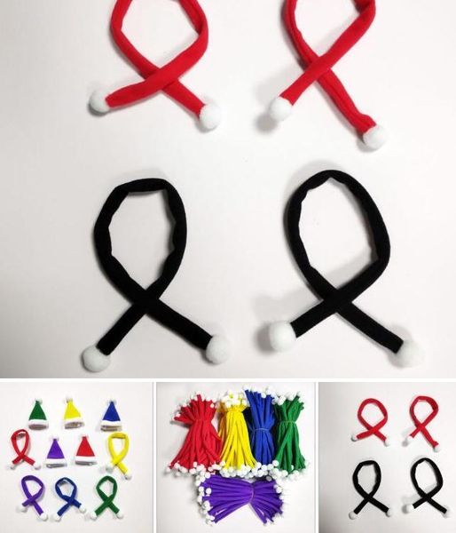 

mini santa scarf with white ball christmas scarves for wine bottle pet xmas gift home xmas party decor 25cm long multicolor