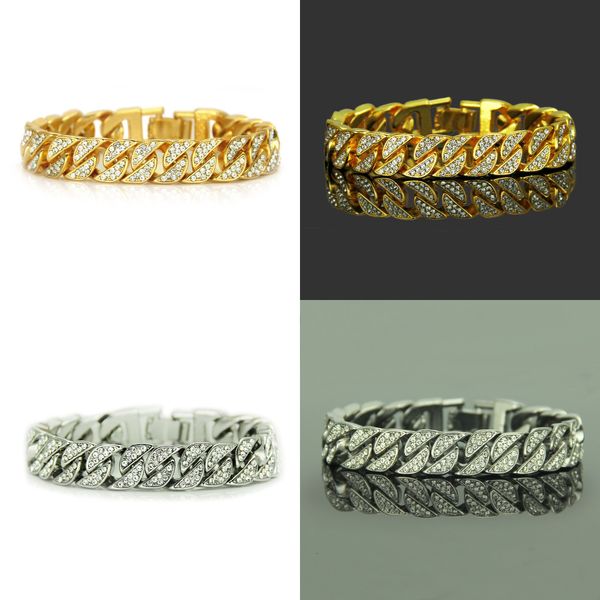 

hip-hop cuba chain male bracelet hiphop personality man bracelet hand decorate vintage designer natural crystal delicate wedding band, Black