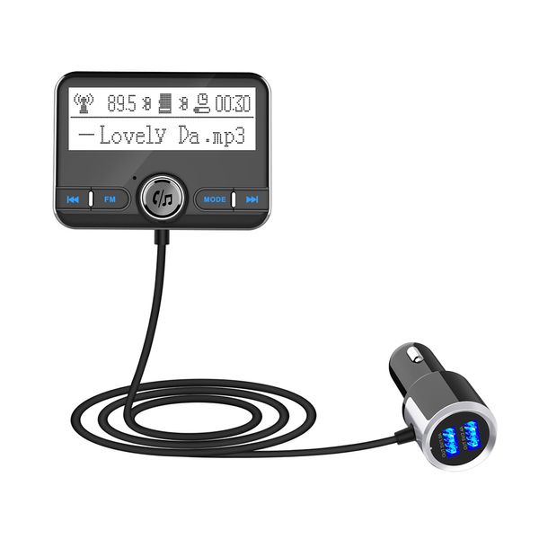 

car fm transmitter bluetooth car kit hands-mp3 player 5v dual usb aux charger with lcd display fm modulator universal