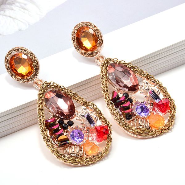

новые прибытия красочные rhinestone мотаться падение серьги высокого качества моды кристаллы ювелирных аксессуаров для женщин оптовая, Silver