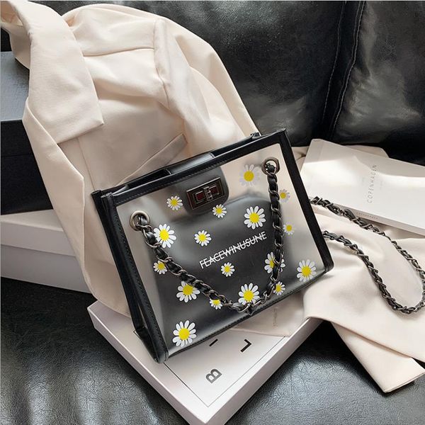 

Designer Women's Small Bag 2020 Summer New Fashion Chain Single Shoulder tote Messenger Bag with Transparent Small Square Bags