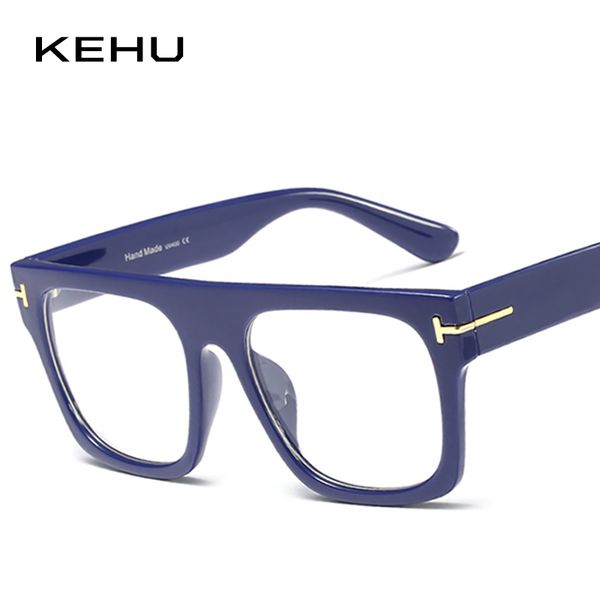 

wholesale-kehu fashion square eyewear men women large frame decorative glasses blue leopard coyeglasses k10033, Black