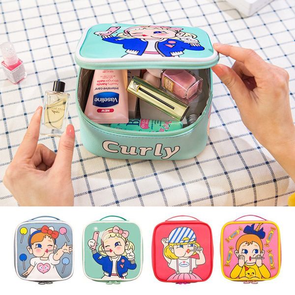 

female large capacity cosmetic bag candy girl zipper makeup bag travel beauty case lollipop girl make up hand bags neceser mujer