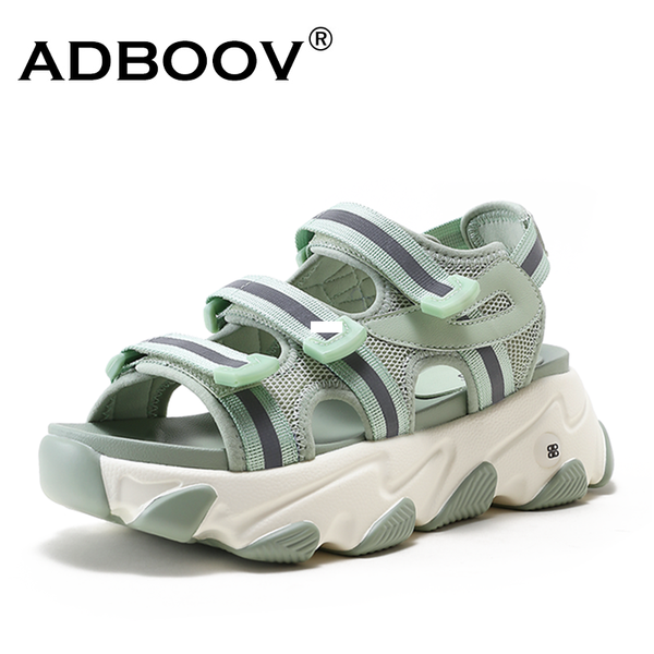 

adboov new reflective thick sole beach sandals women summer shoes, Black