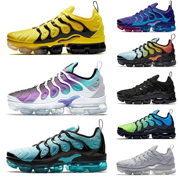 

trainers tn plus vamaxpor cushions men women brand sneakers grape black white hyper violet volt mens designer trainers size 36-45, White;red