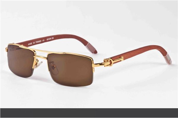 

wholesale 2017 fashion brand sunglasses wood buffalo horn sunglasses for men women semi rimless wood frame lunettes gafas, White;black