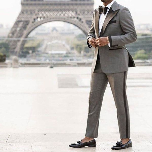 

black peak design grey costume homme groom tuxedo man suits for wedding men outfit for prom 2piece side vent slim fit terno masculino, Black;gray