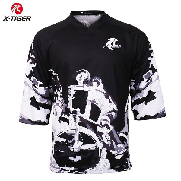 

x-tiger summer mtb downhill cycling jerseys men mountain bike t-shirt autumn quick-dry motocross jersey racing bicycle dh shirt, Black;red