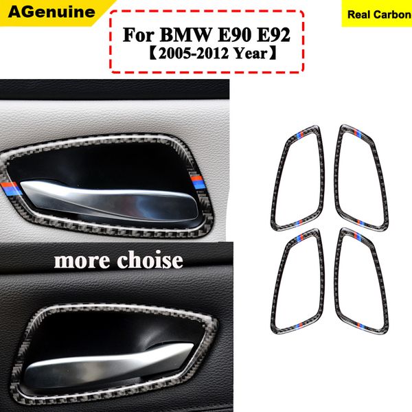 Real Carbon Fiber For E90 E92 320i 318i 325i Door Handle Trim Decorative Frame Cover Stickers Interior Moulding Internal Car Parts Internal Car Parts