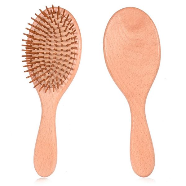 

anti-static massage the scalp dredge blood beech wood handle bamboo charcoal sharp teeth hair comb beech hair brush g0312, Silver