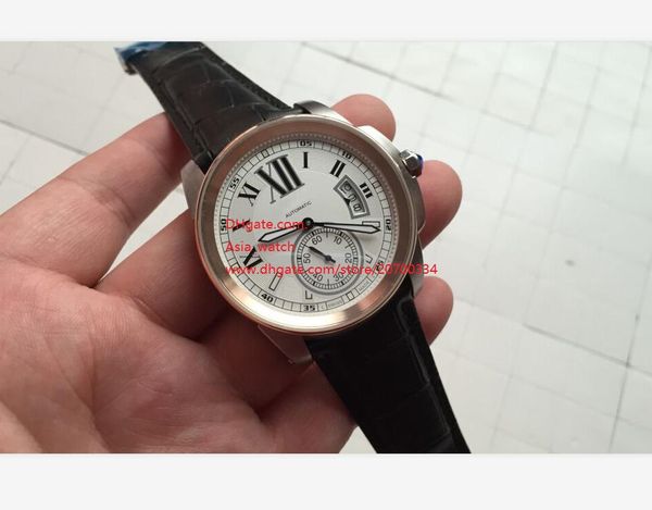 

factory supplier 18k pink gold automatic men's watches white dial ref w7100007 dial large mens watches wristwatches, Slivery;brown