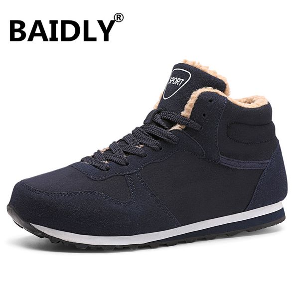 

winter warm plush fur snow boots men ankle boots quality casual high shoes waterproof men's big size 36-47, Black