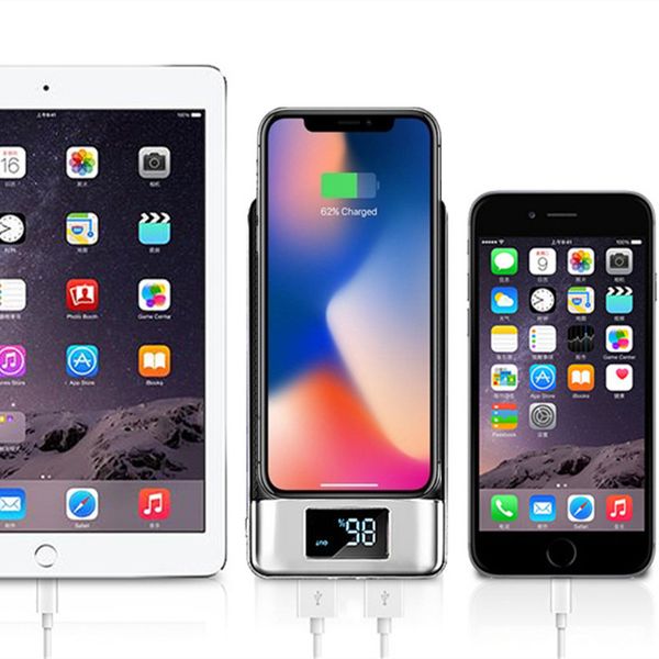 

wireless built-in bank 10000mah power bank external battery portable powerbank charger wireless iq charger for iphone 8 8plus xs