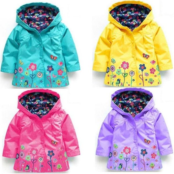 

new 2018 girls windbreaker flower spring autumn jackets for girls trench children waterproof outerwear children clothes, Blue;gray