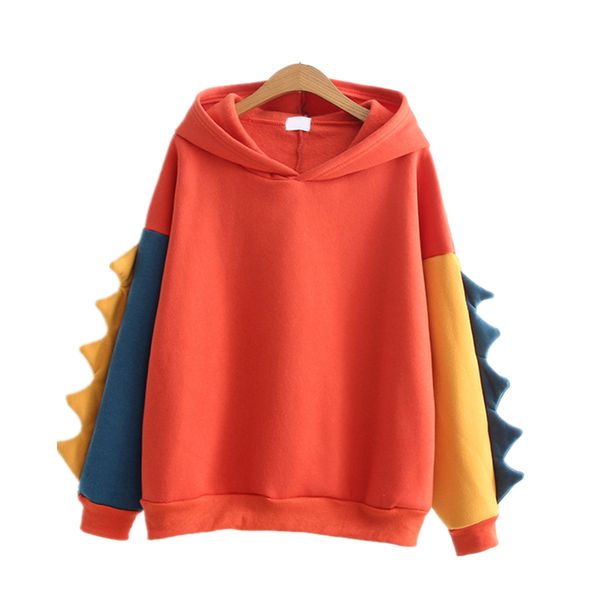 

New fashion 2017 Women's sweatshirts hoodies Autumn Winter Sweet cute dinosaur Velvet cashmere hooded hoodies female one size