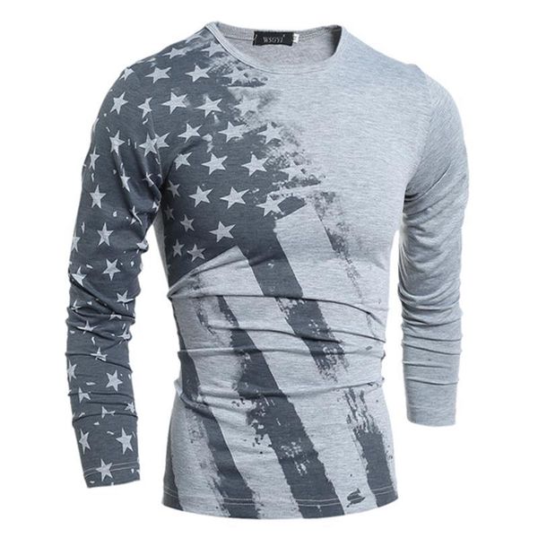 

spring fashion t-shirt long sleeve t shirt usa american flag printed t-shirts fall men tshirt fitness camiseta tees, White;black