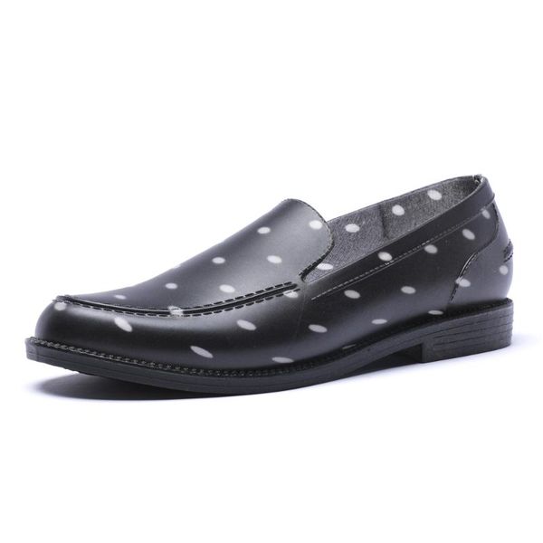 

235-1015 tongpu женской водонепроницаемая loafer плоского каблук дождь обувь, Black