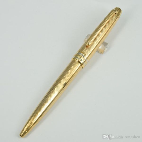 

luxury m 163 golden wave drawing flower ballpoint pen golden clip metal pen + 1 pen refill, Blue;orange
